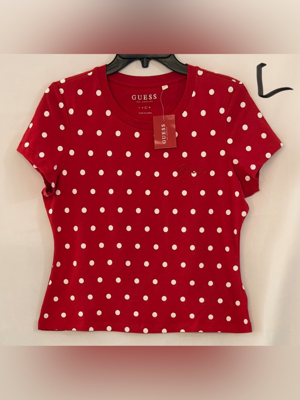 Guess Red Polka Dot Short Sleeve Tee